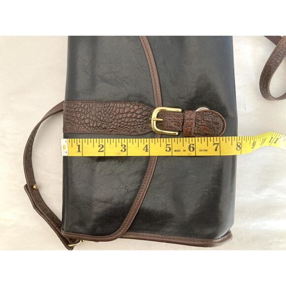 Vintage BRAHMIN Brown Leather Croco Medium CrossBody Shoulder Satchel Purse - Picture 8 of 15